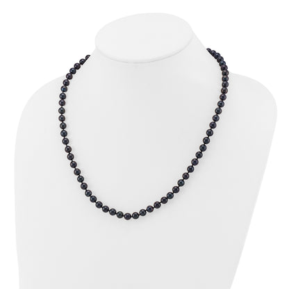 14k White Gold 6-7mm Black Round Akoya Saltwater Cultured Pearl 20 inch Necklace