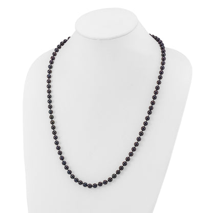 14k White Gold 6-7mm Black Round Akoya Saltwater Cultured Pearl 24 inch Necklace