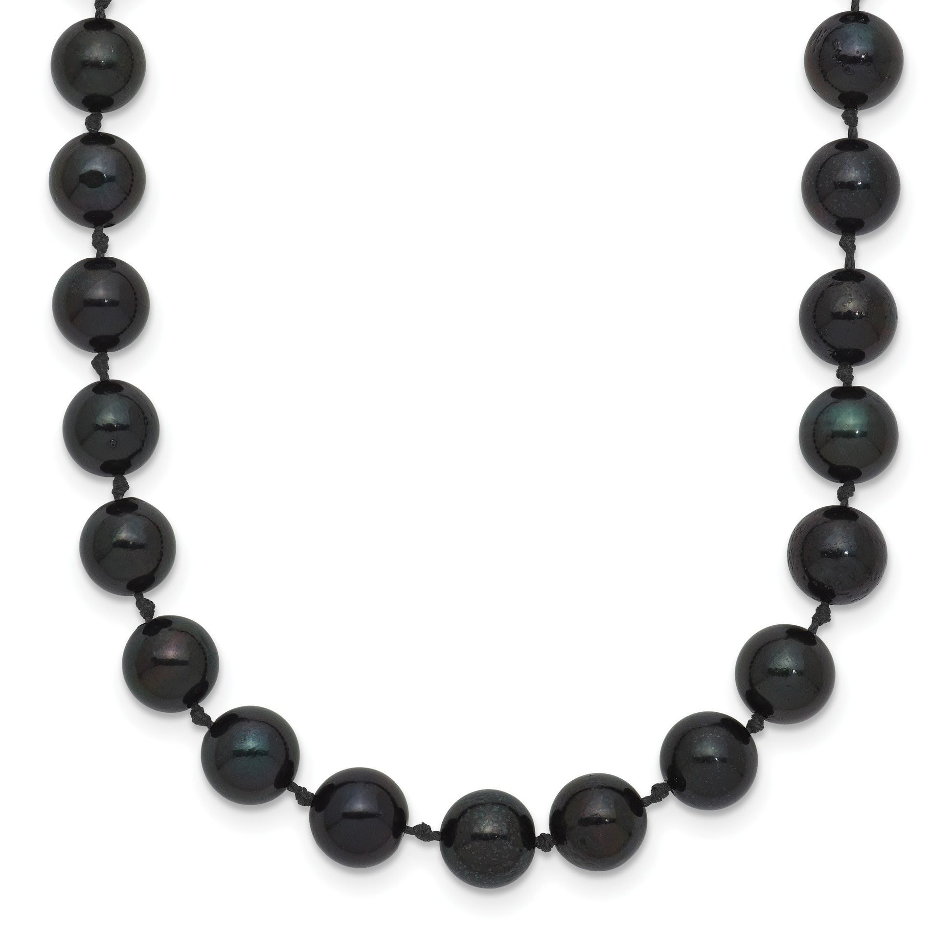 14k White Gold 6-7mm Black Round Akoya Saltwater Cultured Pearl 16 inch Necklace