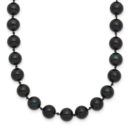 14k White Gold 6-7mm Black Round Akoya Saltwater Cultured Pearl 24 inch Necklace