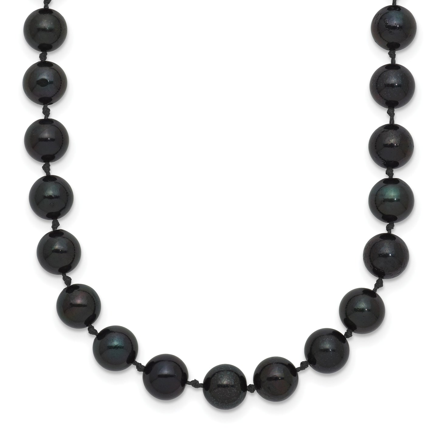 14k White Gold 6-7mm Black Round Akoya Saltwater Cultured Pearl 20 inch Necklace