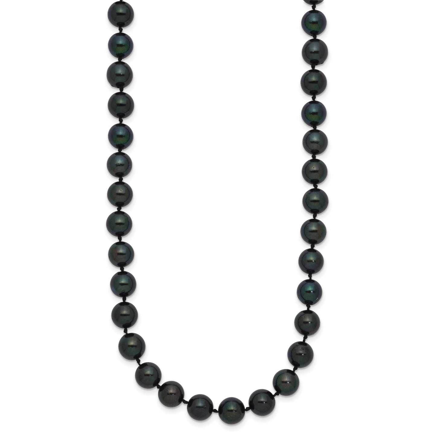 14k White Gold 7-8mm Black Round Akoya Saltwater Cultured Pearl 16 inch Necklace