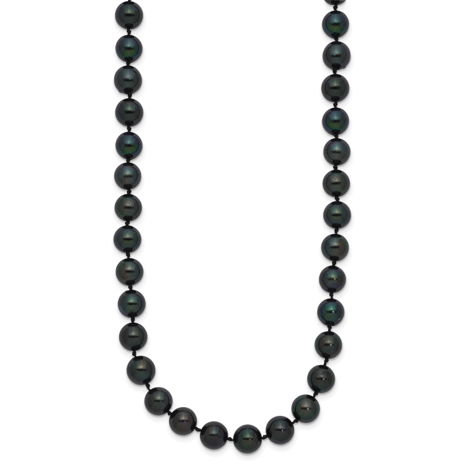 14k White Gold 7-8mm Black Round Akoya Saltwater Cultured Pearl 16 inch Necklace