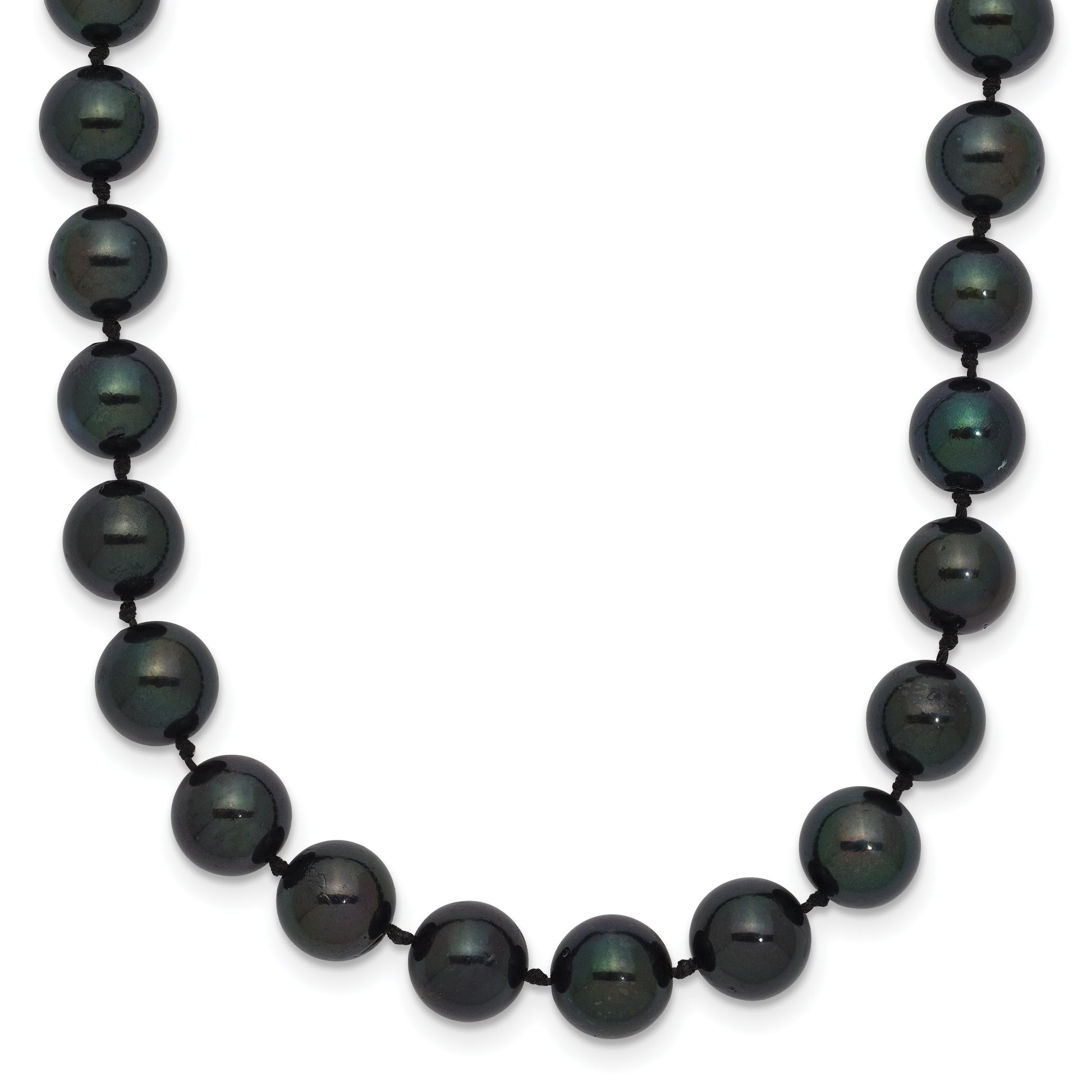 14k White Gold 7-8mm Black Round Akoya Saltwater Cultured Pearl 16 inch Necklace