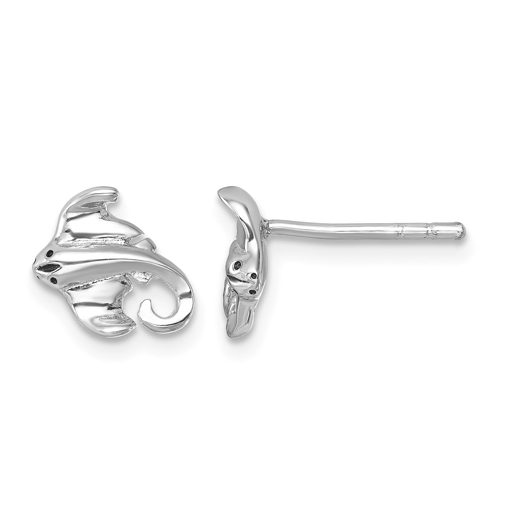 Sterling Silver Rhodium-plated Polished Cownose Stingray Post Earrings