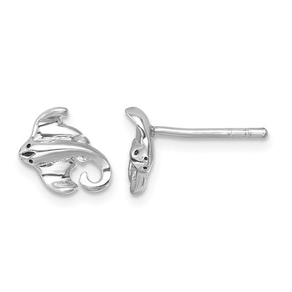 Sterling Silver Rhodium-plated Polished Cownose Stingray Post Earrings