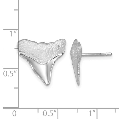Sterling Silver Rhodium-Plated Polished Bull Shark Post Earrings