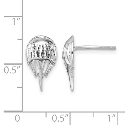 Sterling Silver Rhodium-plated Polished Horseshoe Crab Post Earrings