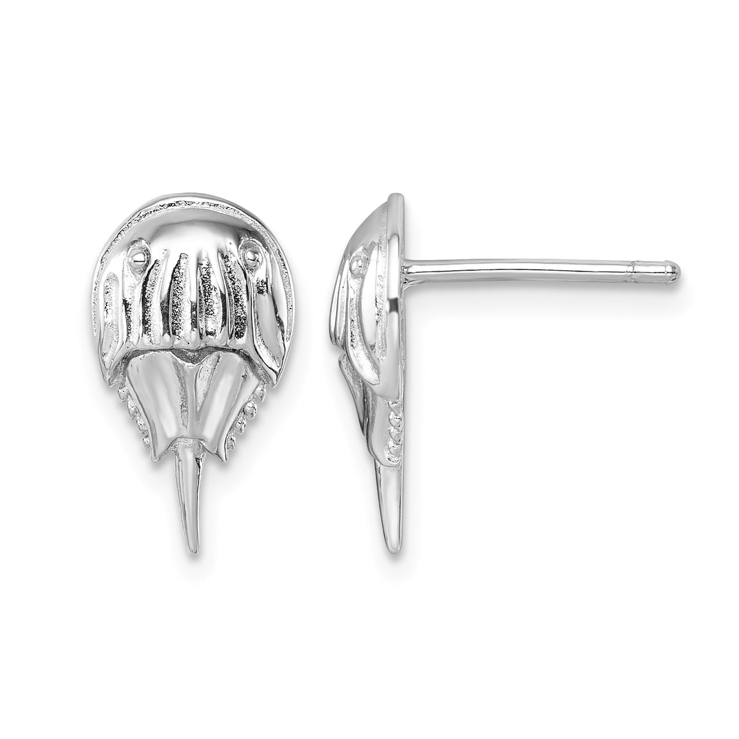 Sterling Silver Rhodium-plated Polished Horseshoe Crab Post Earrings