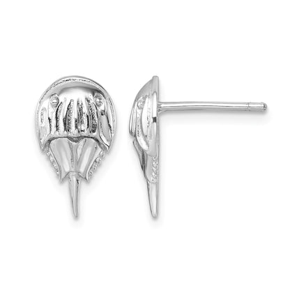 Sterling Silver Rhodium-plated Polished Horseshoe Crab Post Earrings