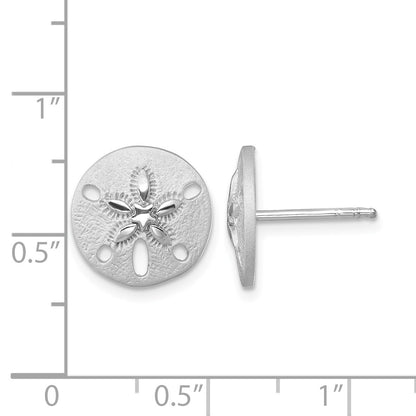 Sterling Silver Rhodium-Plated Textured Sand Dollar Post Earrings