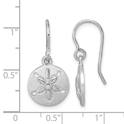 Sterling Silver Rhodium-plated Polished Sand Dollar Dangle Earrings