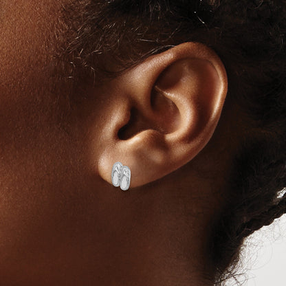Sterling Silver Rhodium-Plated Polished Double Flip Flop Post Earrings