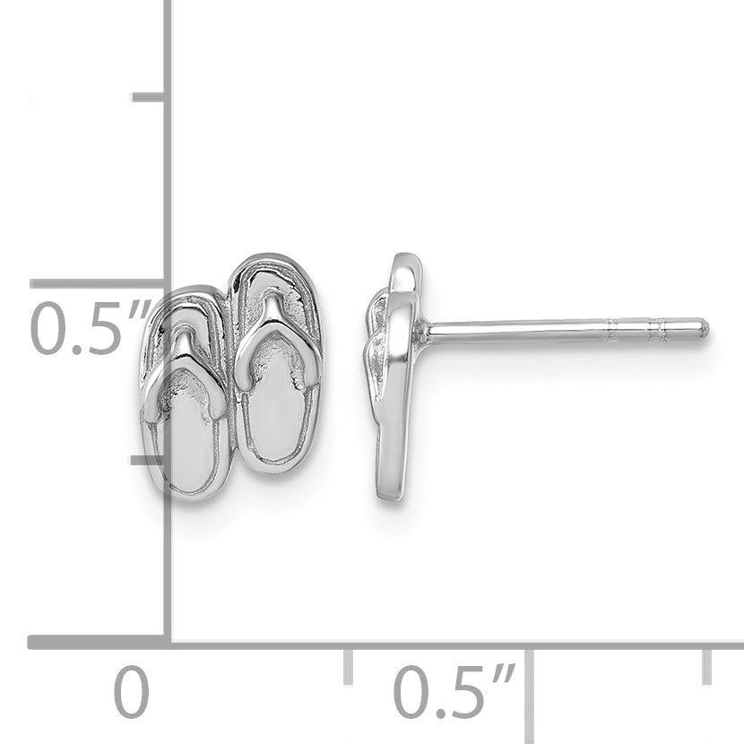 Sterling Silver Rhodium-Plated Polished Double Flip Flop Post Earrings