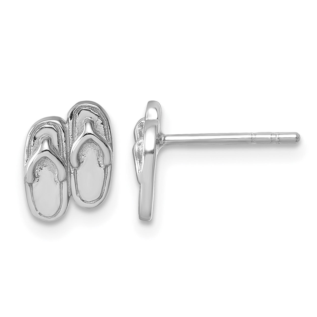 Sterling Silver Rhodium-Plated Polished Double Flip Flop Post Earrings
