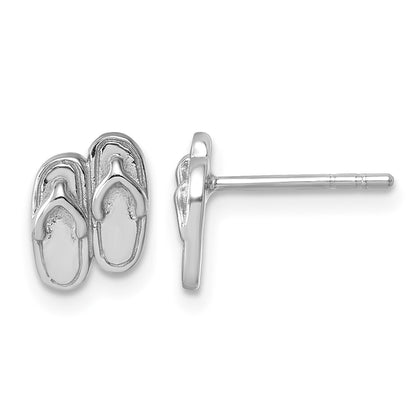 Sterling Silver Rhodium-Plated Polished Double Flip Flop Post Earrings