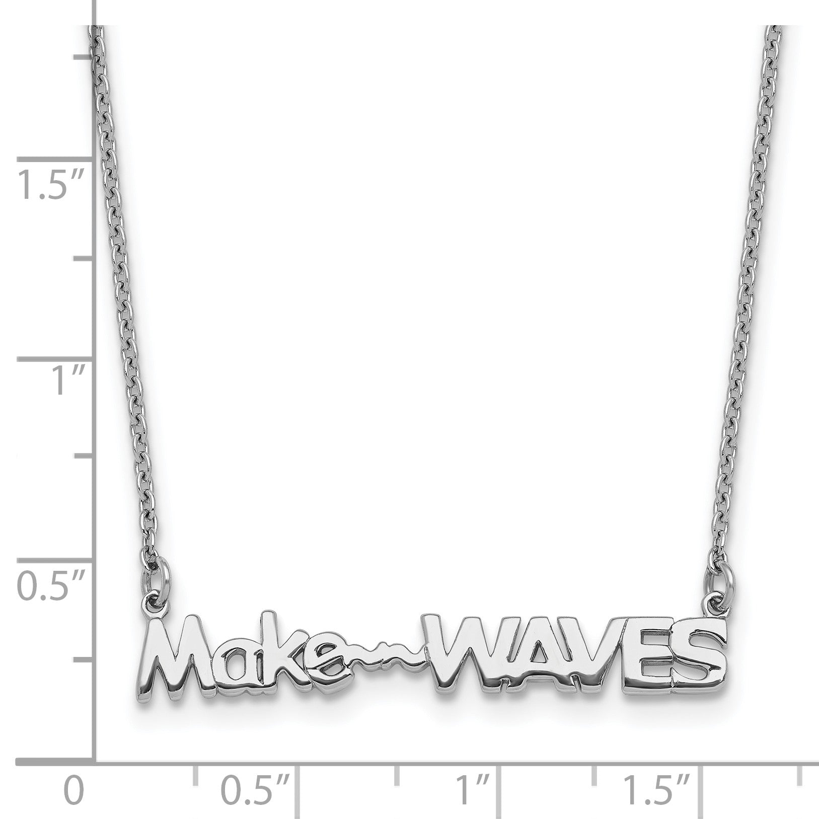 Sterling Silver Rhodium-Plated 'Make Waves' 16 inch with a 1.5 inch extention Necklace