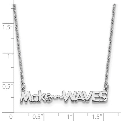 Sterling Silver Rhodium-Plated 'Make Waves' 16 inch with a 1.5 inch extention Necklace