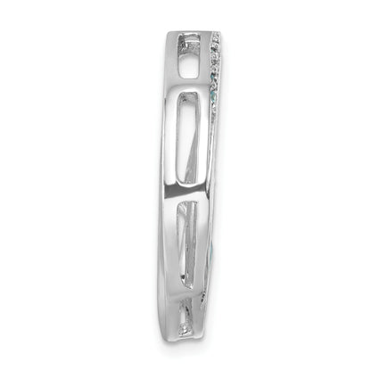 Sterling Silver Rhodium-Plated Polished CZ Wave Chain Slide
