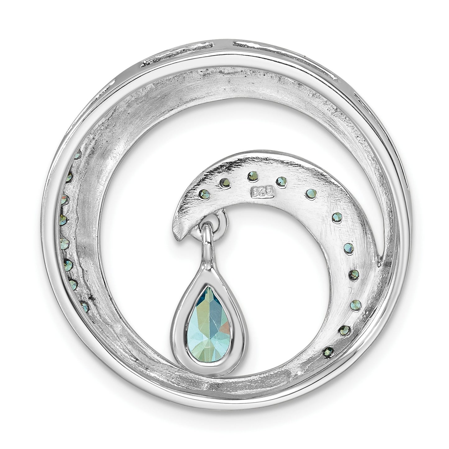 Sterling Silver Rhodium-Plated Polished CZ Wave Chain Slide