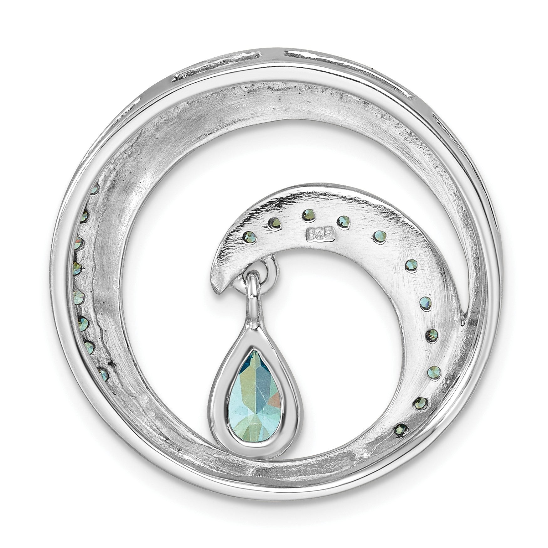 Sterling Silver Rhodium-Plated Polished CZ Wave Chain Slide
