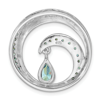 Sterling Silver Rhodium-Plated Polished CZ Wave Chain Slide