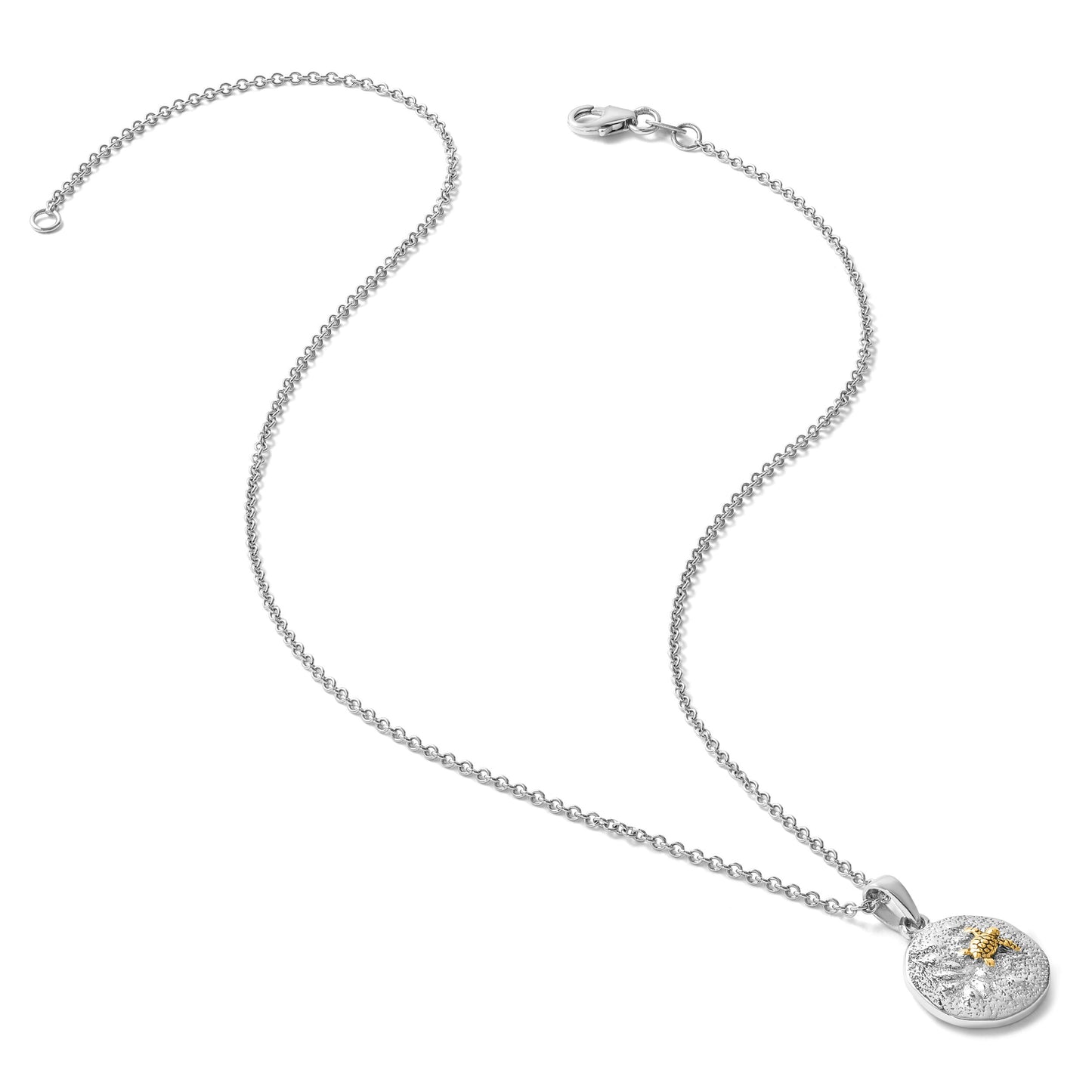 Sterling Silver Rhodium-plated Gold-tone Textured Turtle Crawling In The Sand Pendant