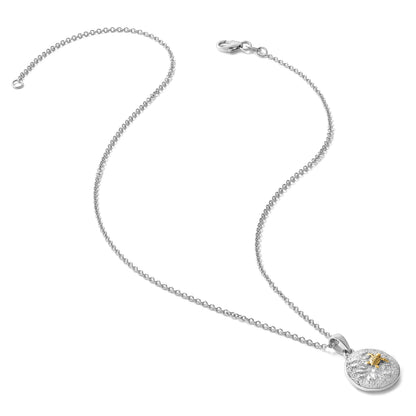 Sterling Silver Rhodium-plated Gold-tone Textured Turtle Crawling In The Sand Pendant