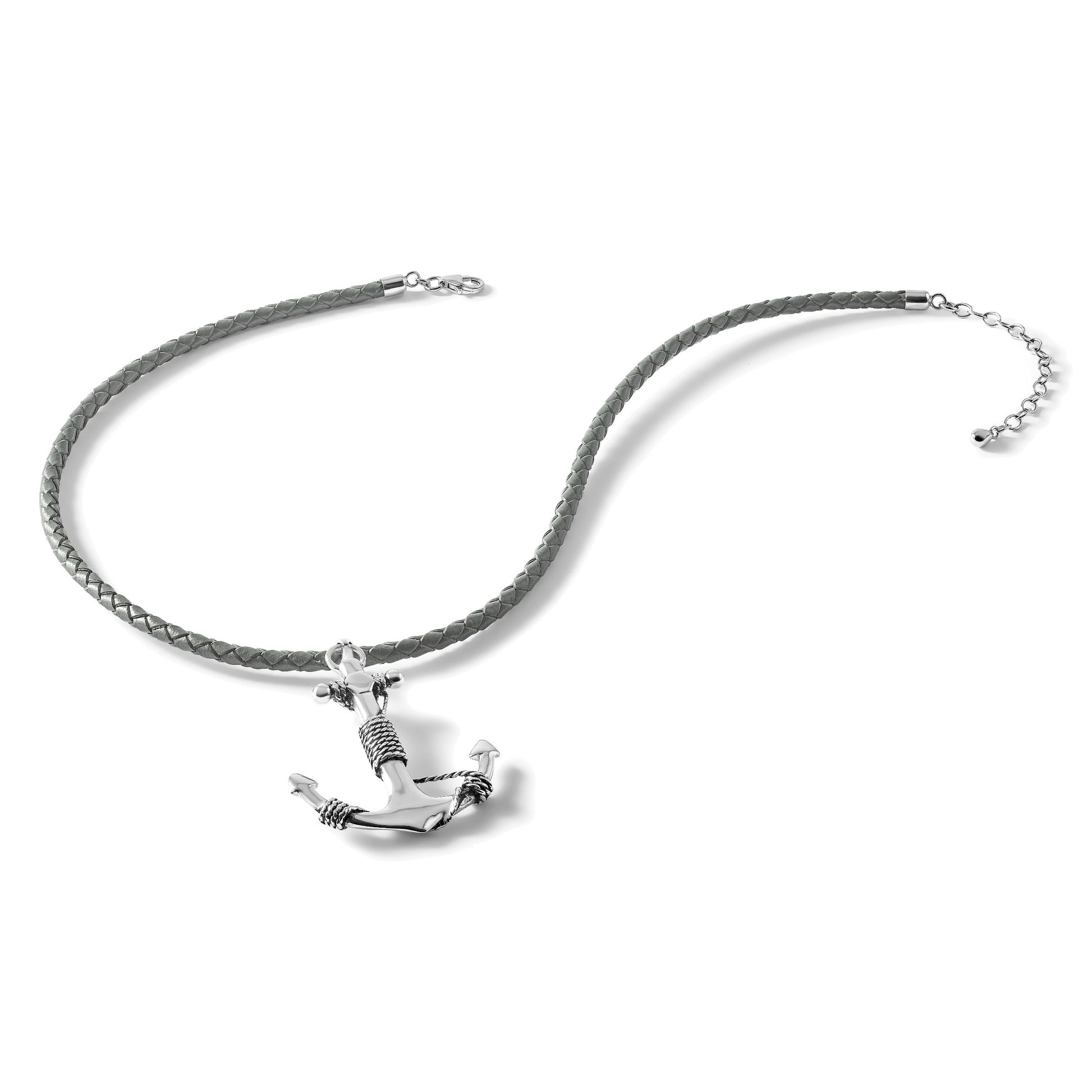 Sterling Silver Rhodium-Plated Polished Anchor Pendant