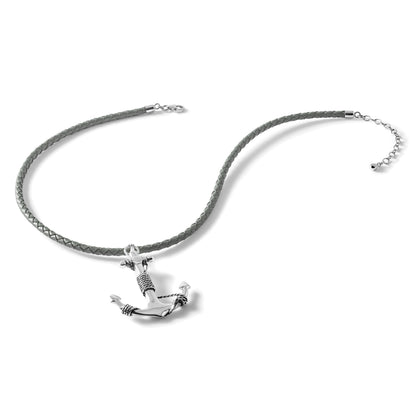 Sterling Silver Rhodium-Plated Polished Anchor Pendant