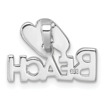 Sterling Silver Rh-Plated Polished Double Flipflop & 'Beach' Chain Slide