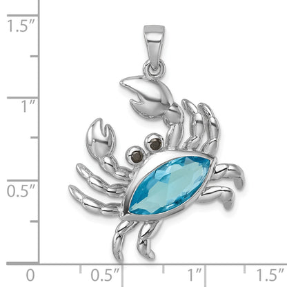 Sterling Silver Rhodium-plated Polished CZ Crab Pendant