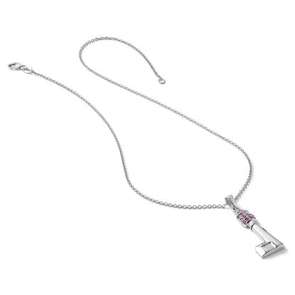 Sterling Silver Rhodium-Plated Polished CZ Cape May Lighthouse Pendant