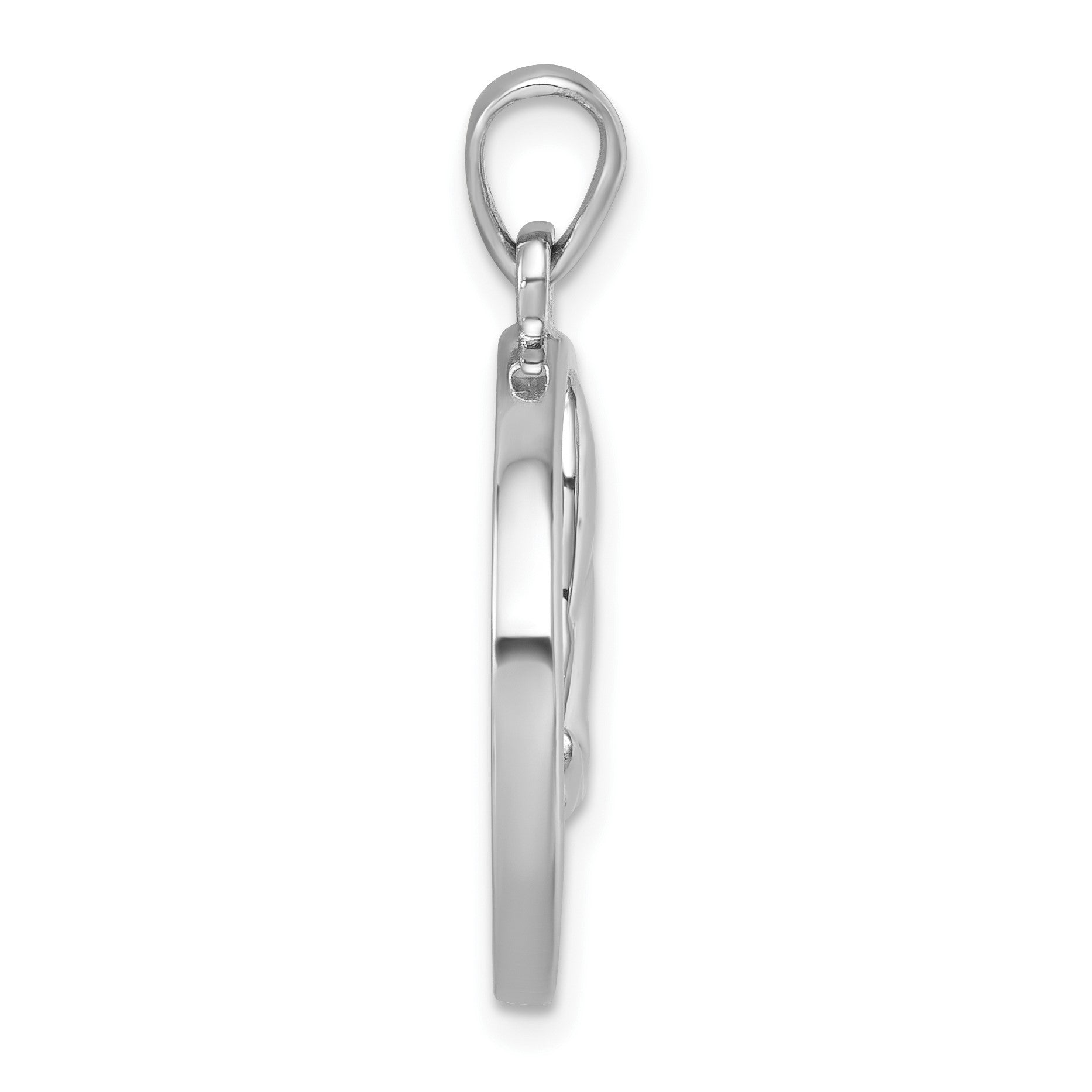 Sterling Silver Rhodium-Plated Polished Blue Aventurine Ocean Whale's Tail Pendant