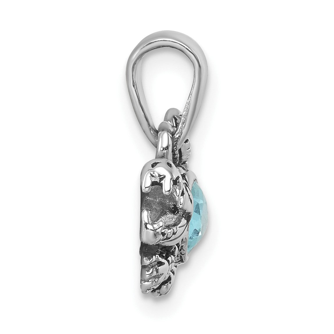 Sterling Silver Rhodium-plated Antiqued Crystal Inlay Alligator Pendant