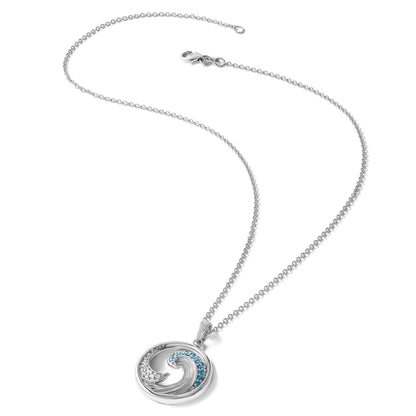 Sterling Silver Rhodium-Plated Polished CZ Wave Pendant