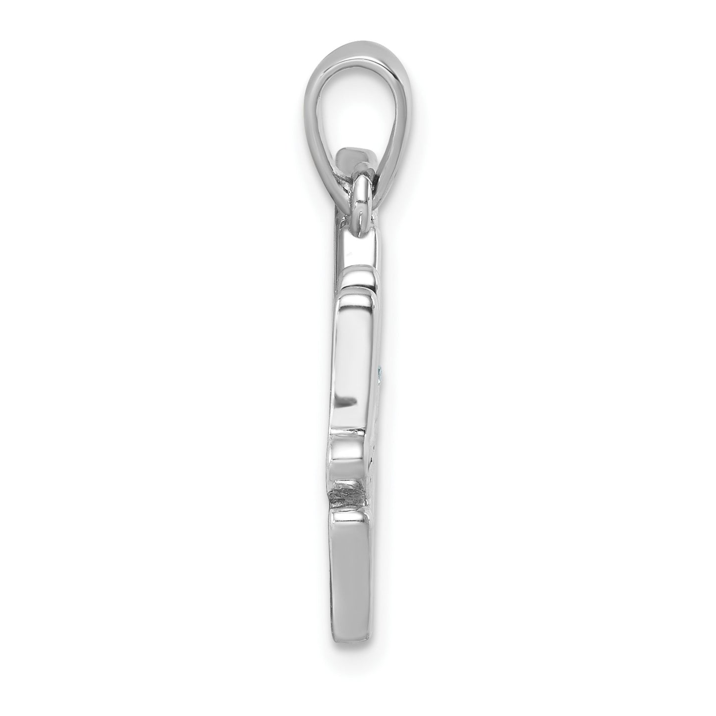 Sterling Silver Rhodium-Plated Polished 'Make Waves' with Crystal Pendant