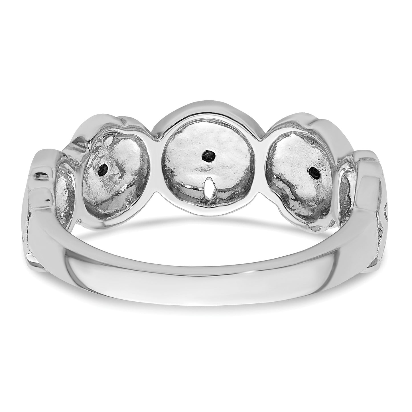 Sterling Silver Rhodium-plated Polished Blue Crystal 5 Sand Dollar Ring