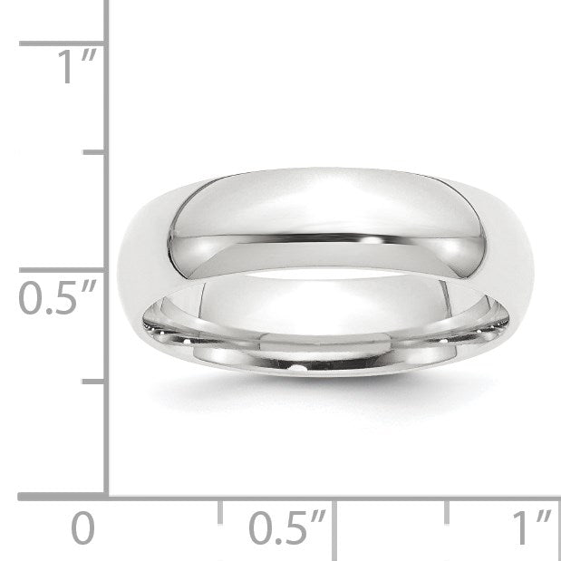 Platinum 6mm Lightweight Comfort-Fit Wedding Band Size 7