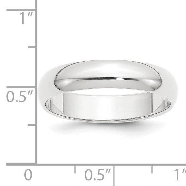 Platinum 5mm Half Round Featherweight Wedding Band Size 6.5