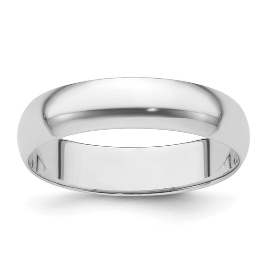 Platinum 5mm Half Round Featherweight Wedding Band Size 4