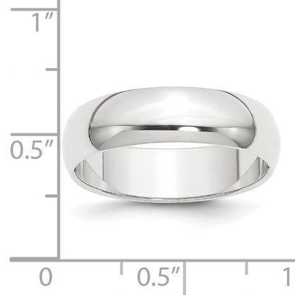 Platinum 6mm Half Round Featherweight Wedding Band Size 5.5