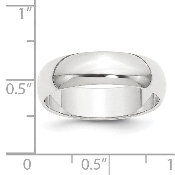 Platinum 6mm Half Round Featherweight Wedding Band Size 5