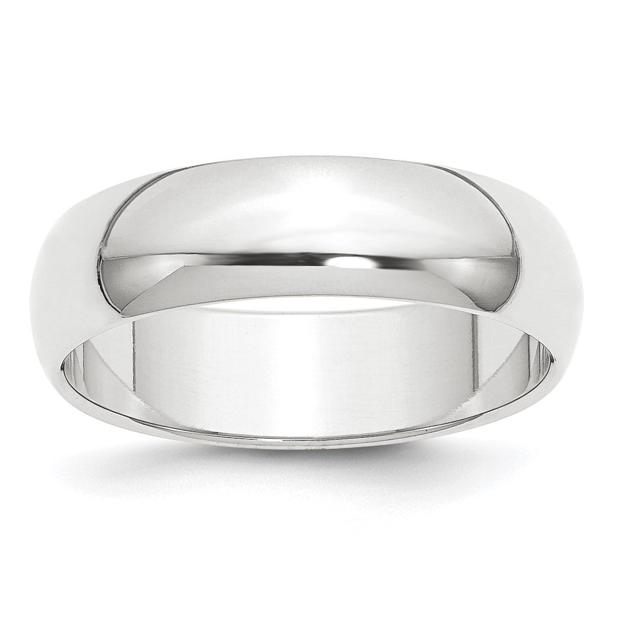 Platinum 6mm Half Round Featherweight Wedding Band Size 6.5