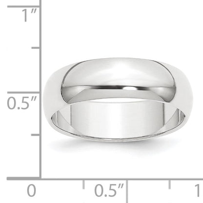 Platinum 8mm Half Round Featherweight Wedding Band Size 8.5