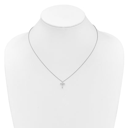 14k White Gold 1/4 carat Diamond Cross Pendant 18 inch Necklace