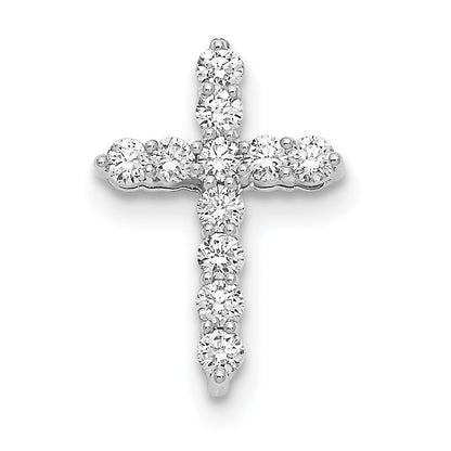 14k White Gold 1/4 carat Diamond Cross Pendant 18 inch Necklace
