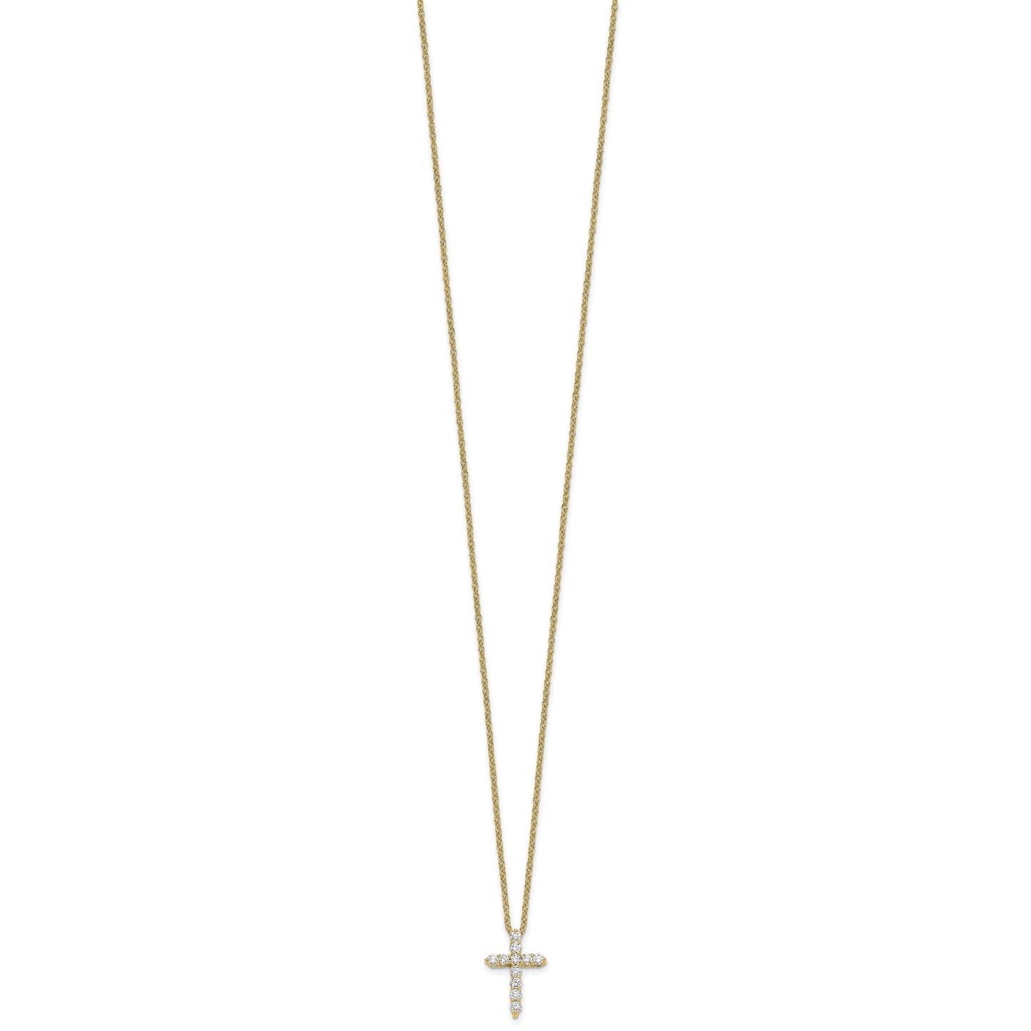 14k Polished 1/4 carat Diamond Cross Pendant 18 inch Necklace