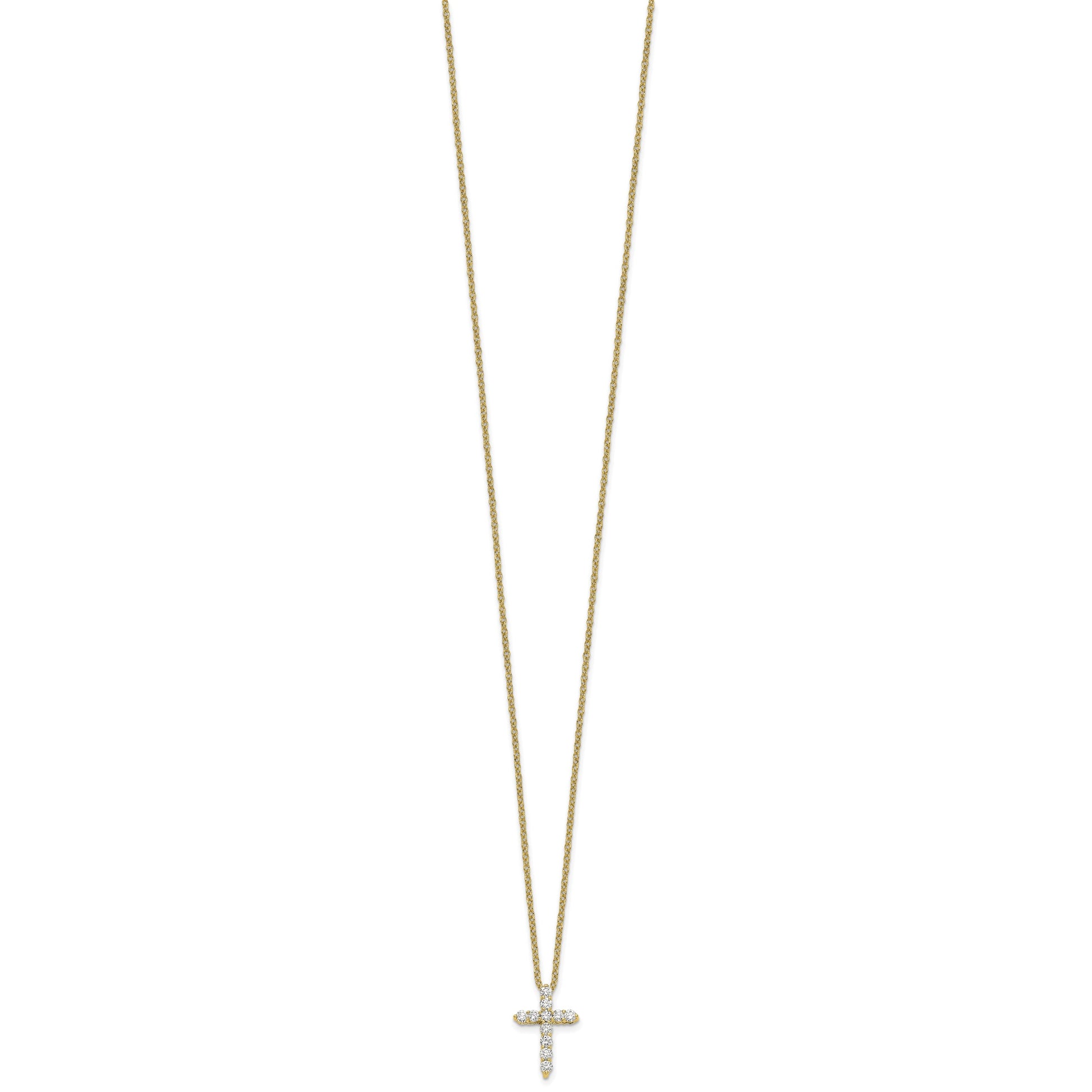 14k Polished 1/4 carat Diamond Cross Pendant 18 inch Necklace