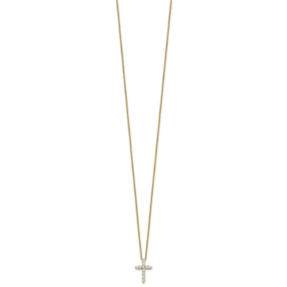 14k Polished 1/4 carat Diamond Cross Pendant 18 inch Necklace